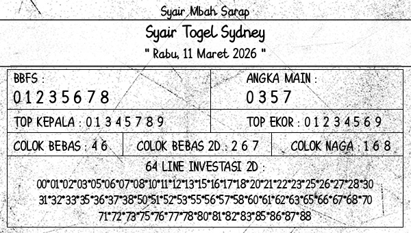 Syair Mbah Sarap - Syair Togel Sydney