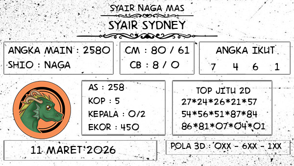 SYAIR NAGA MAS - Syair Sydney