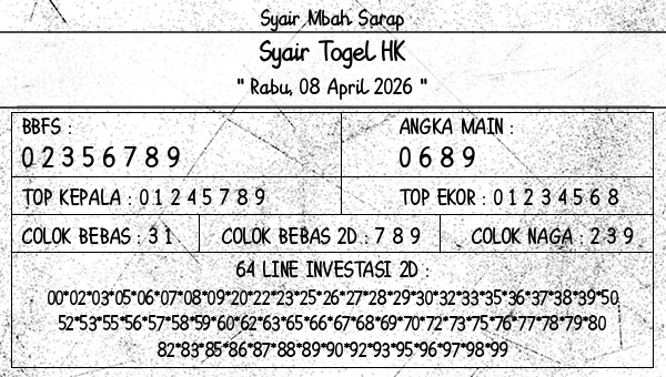 Syair Mbah Sarap - Syair Togel HK